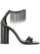 Fabiana Filippi Beaded Fringed Detail Sandals - Black
