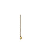 Shihara Half Pearl Chain Earring 90&deg; - Metallic