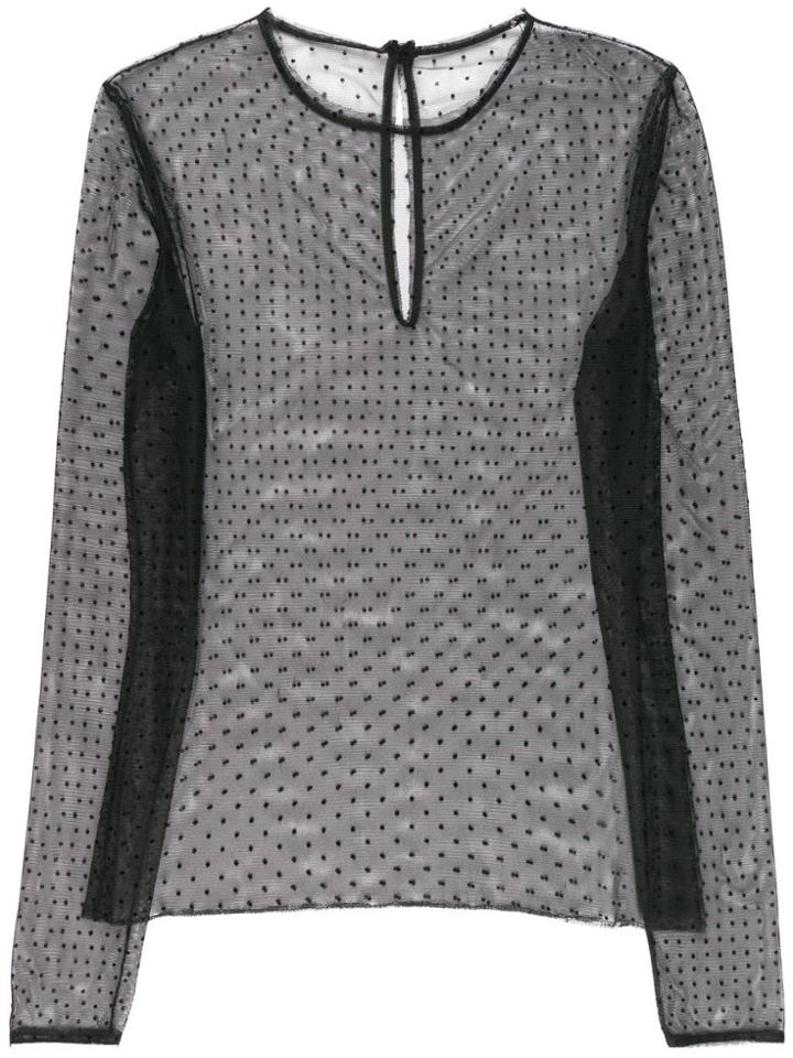 Redemption Long Sleeve Sheer Top - Black
