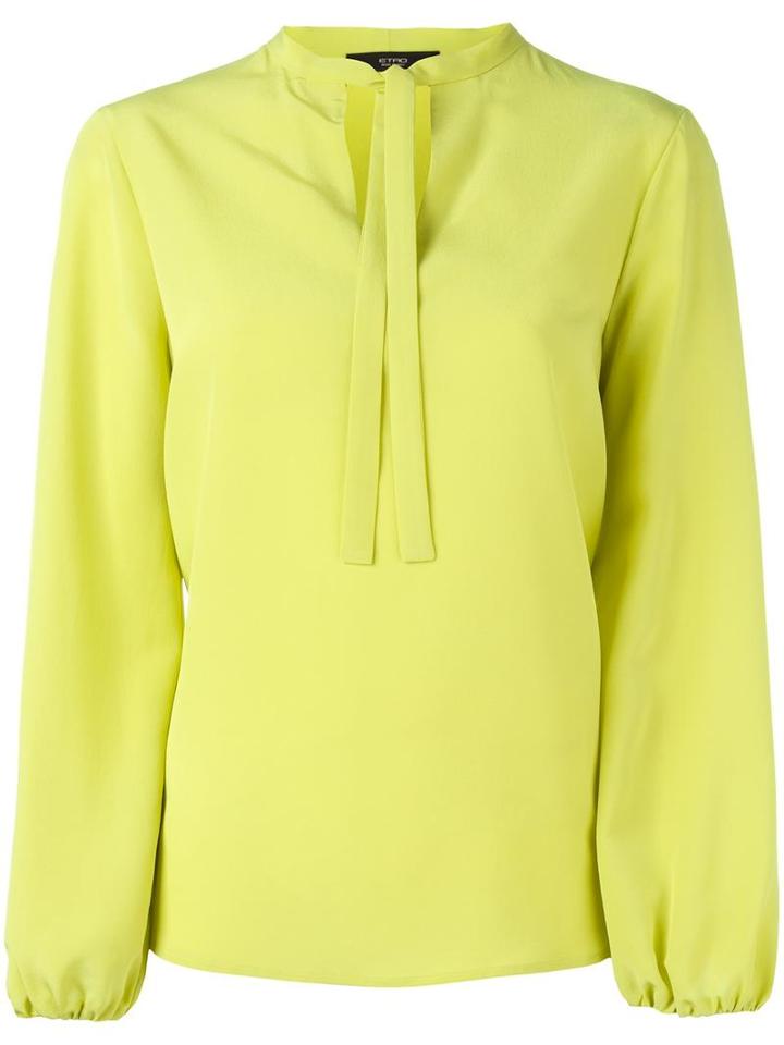 Etro Pussy Bow Blouse, Women's, Size: 44, Green, Silk