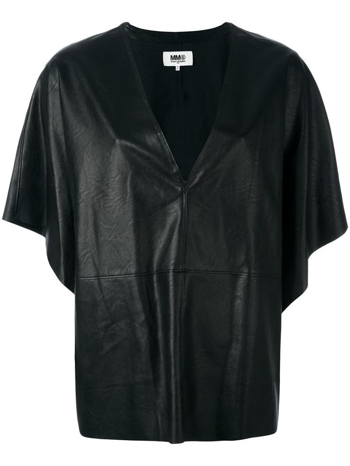 Mm6 Maison Margiela Pleated Blouse, Women's, Size: 42, Black, Polyethylene/viscose