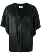 Mm6 Maison Margiela Pleated Blouse, Women's, Size: 42, Black, Polyethylene/viscose