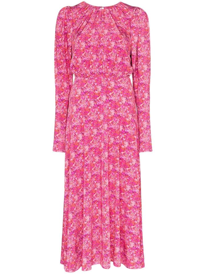 Rotate Floral Print Midi Dress - Pink