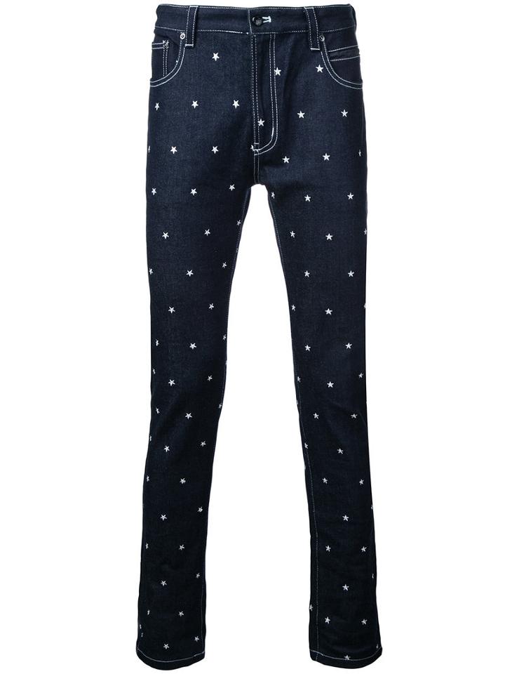 Education From Youngmachines Stars Print Jeans, Men's, Size: 2, Blue, Cotton/polyurethane