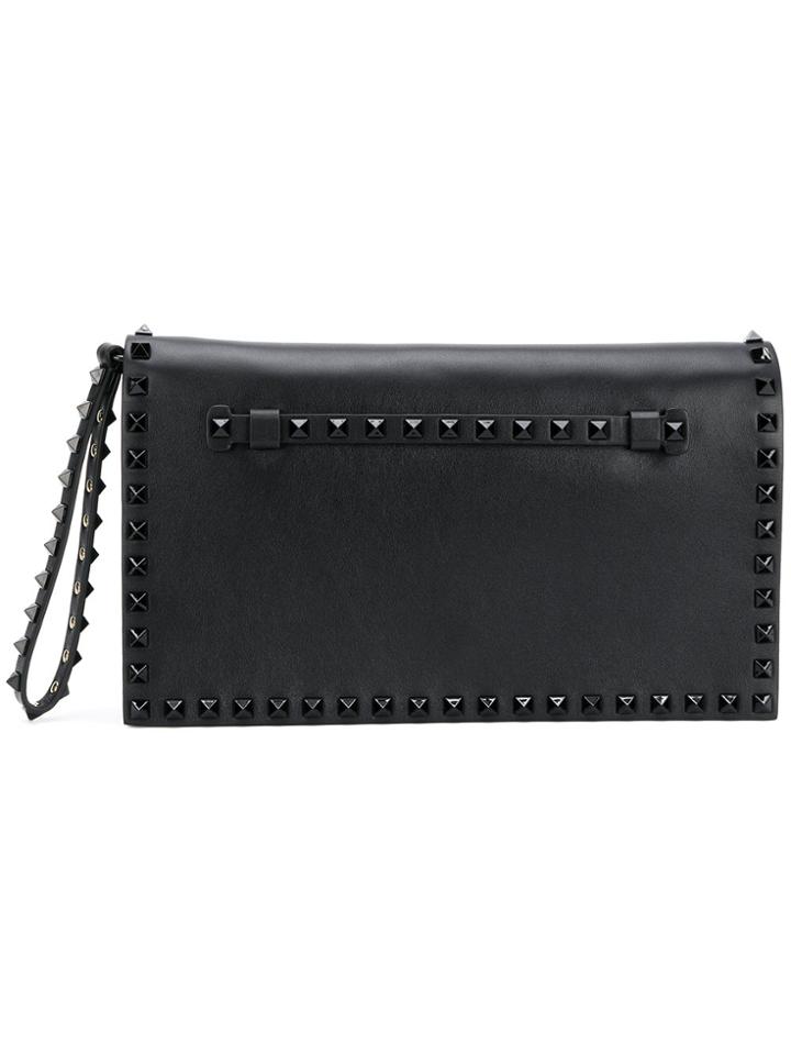 Valentino Rockstud Foldover Clutch - Black