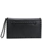 Valentino Rockstud Foldover Clutch - Black