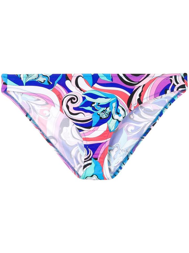 Emilio Pucci Floral Print Bikini Bottoms - Blue