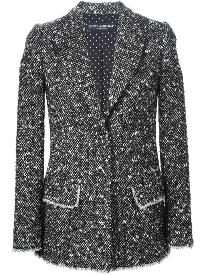 Dolce & Gabbana Bouclé Knit Jacket, Women's, Size: 42, Black, Polyamide/polyester/spandex/elastane/wool