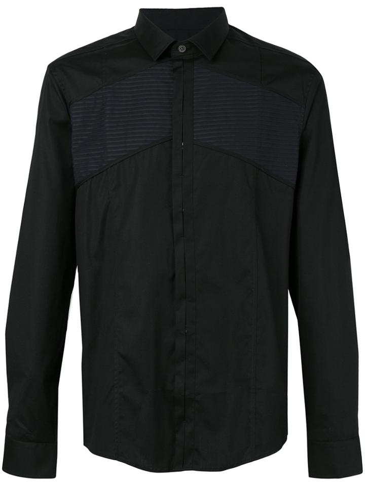 Les Hommes Contrast Panels Shirt - Black