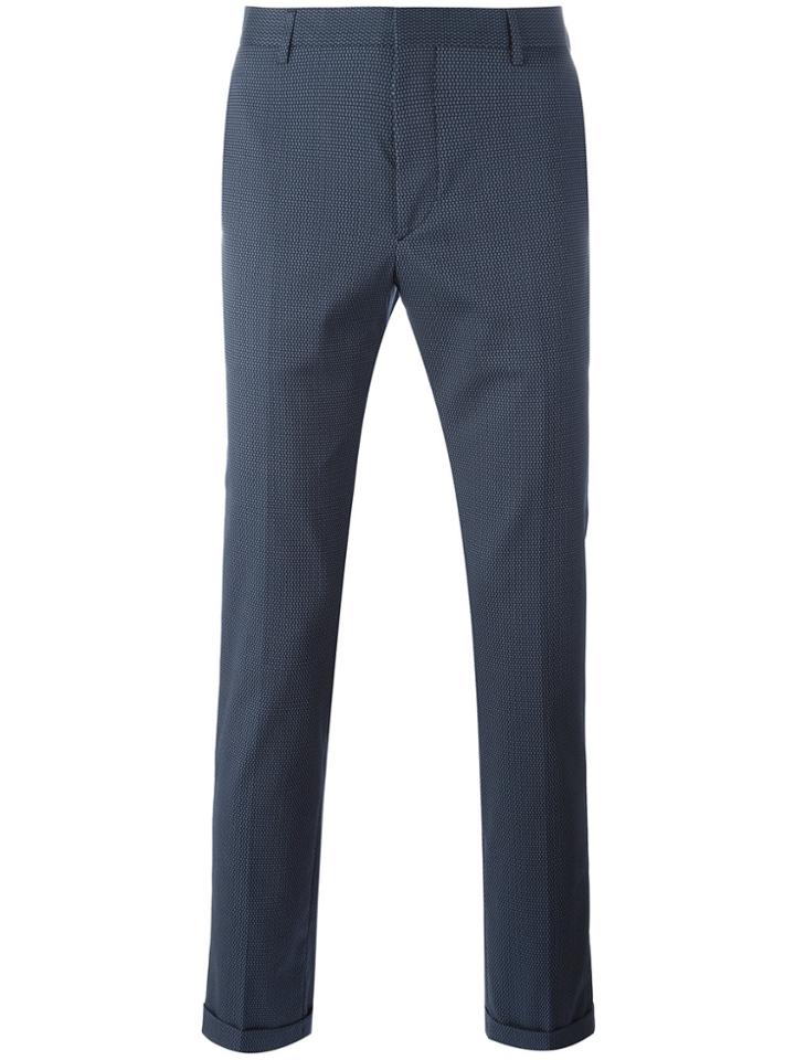 Prada Folded Hem Skinny Trousers - Blue