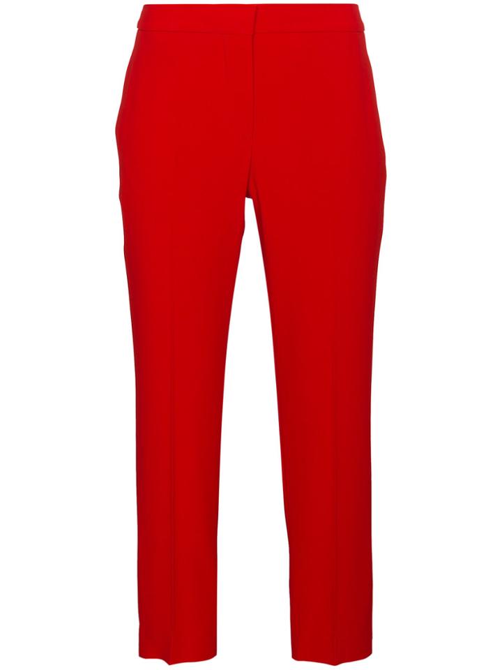 Alexander Mcqueen Mid Rise Slim Fit Cropped Trousers - Red