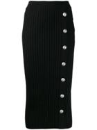 Balmain Buttoned Ribbed Skirt - Black