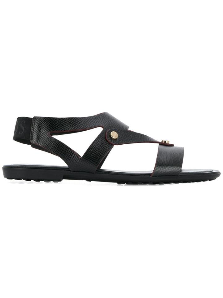 Tod's Open Toe Flat Sandals - Black