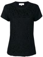 Carven - Lace Overlay T-shirt - Women - Cotton - M, Black, Cotton