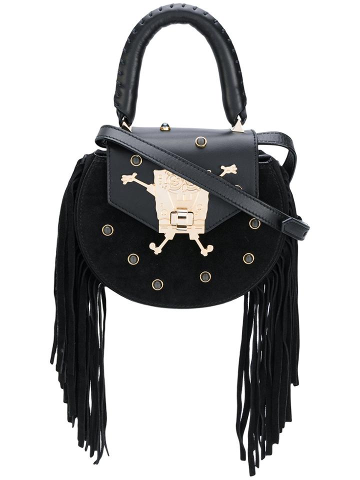 Salar Mimi Fringed Spongebob Shoulder Bag - Black