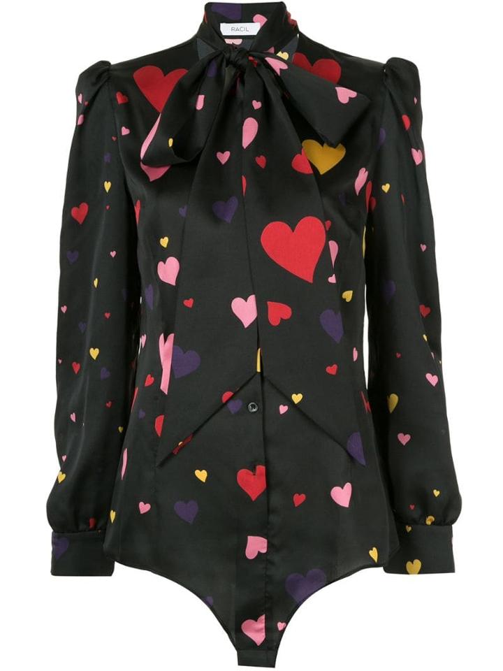 Racil Neck-tied Heart Blouse - Black