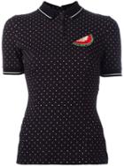 Dolce & Gabbana Watermelon Patch Polo Shirt, Women's, Size: 38, Black, Cotton