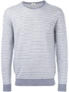 Borrelli Striped Crew Neck Jumper, Men's, Size: 50, Blue, Linen/flax/cotton
