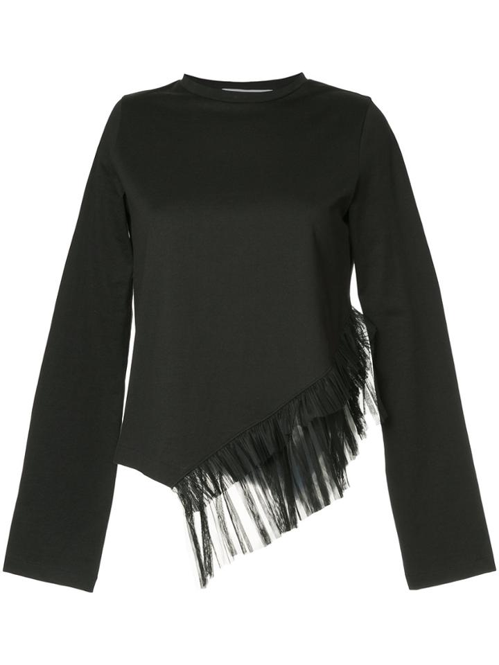 Le Ciel Bleu Pleated-hem Fitted Top - Black