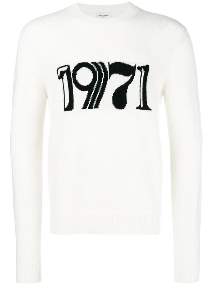 Saint Laurent 1971 Embroidered Sweater - Neutrals