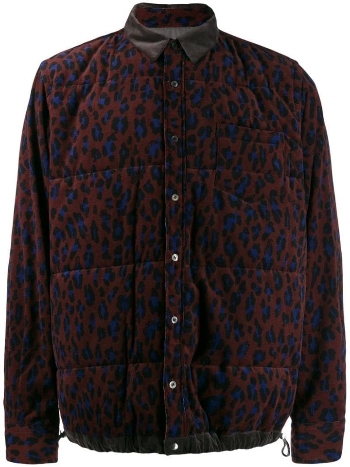 Sacai Leopard Print Padded Jacket - Brown
