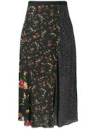 Mcq Alexander Mcqueen Panelled Floral Skirt - Black