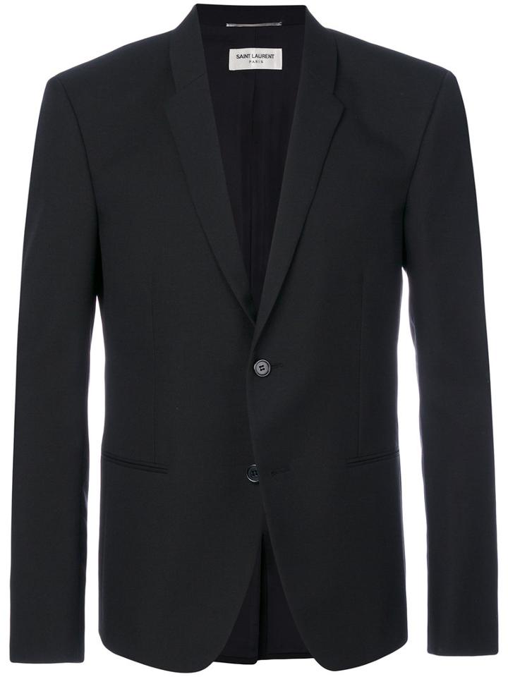 Saint Laurent - Classic Single-breasted Jacket - Men - Cotton/virgin Wool/silk - 46, Black, Cotton/virgin Wool/silk