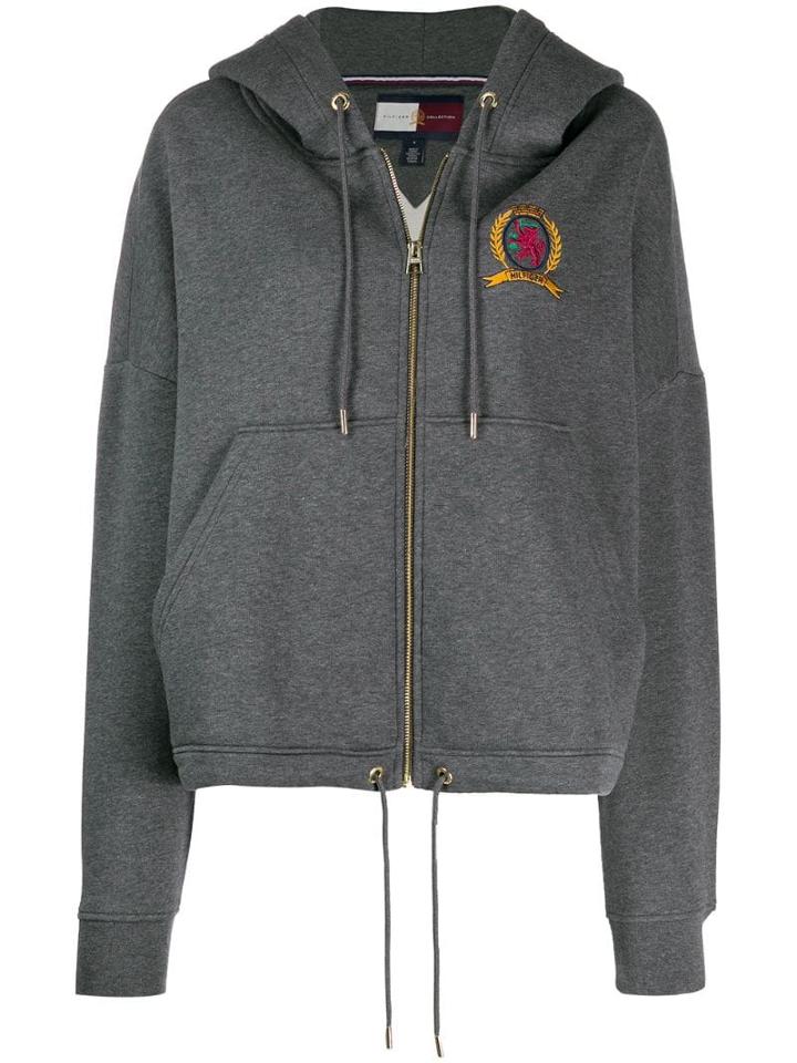 Tommy Hilfiger Embroidered Logo Hoodie - Grey