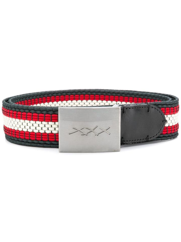 Ermenegildo Zegna Couture Striped Braided Belt - Grey