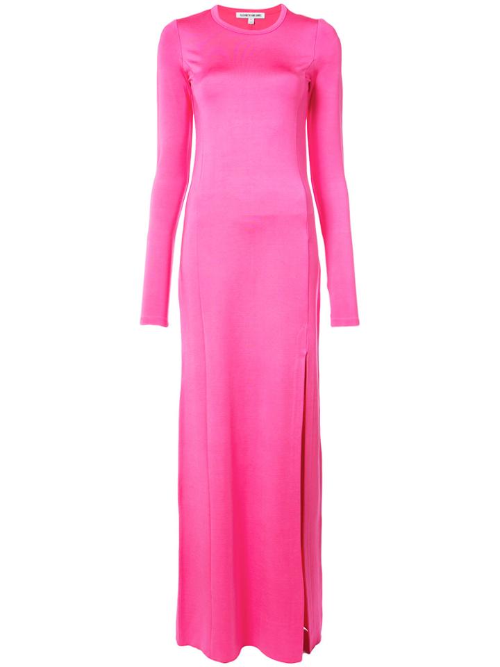 Elizabeth And James Side Slit Fitted Gown - Pink & Purple
