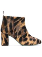 Paola D'arcano Leopard Print Ankle Boots - Neutrals