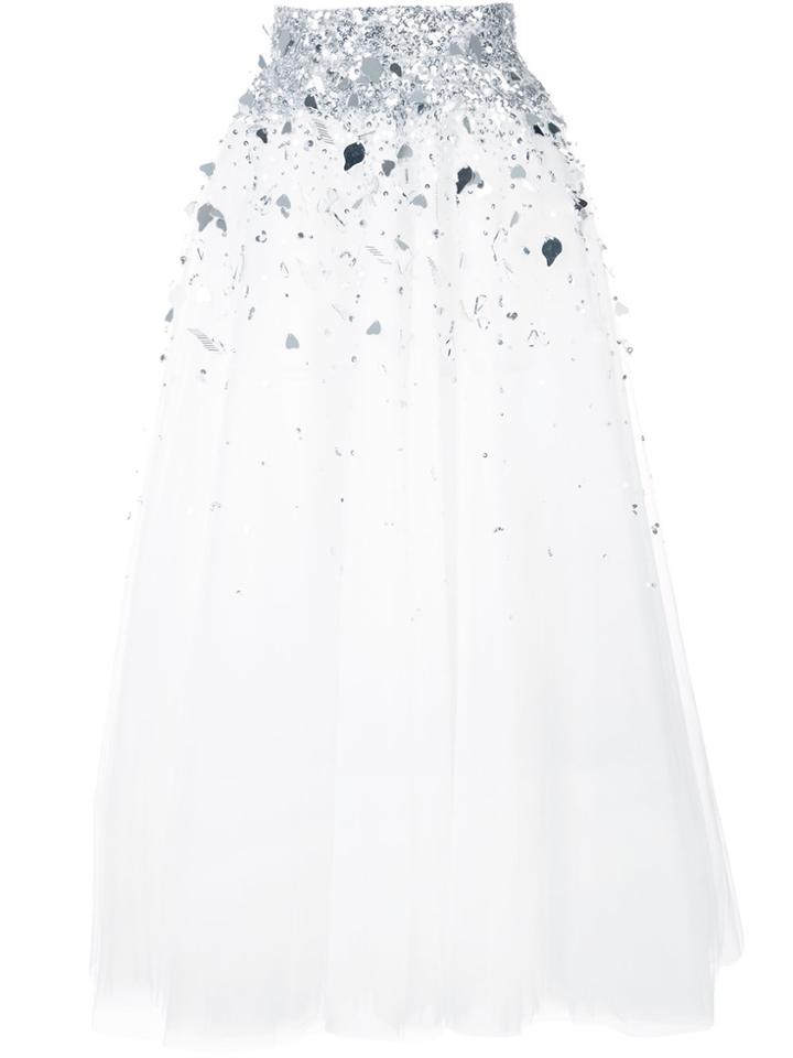 Oscar De La Renta Sequin Embellished Ball Skirt - White