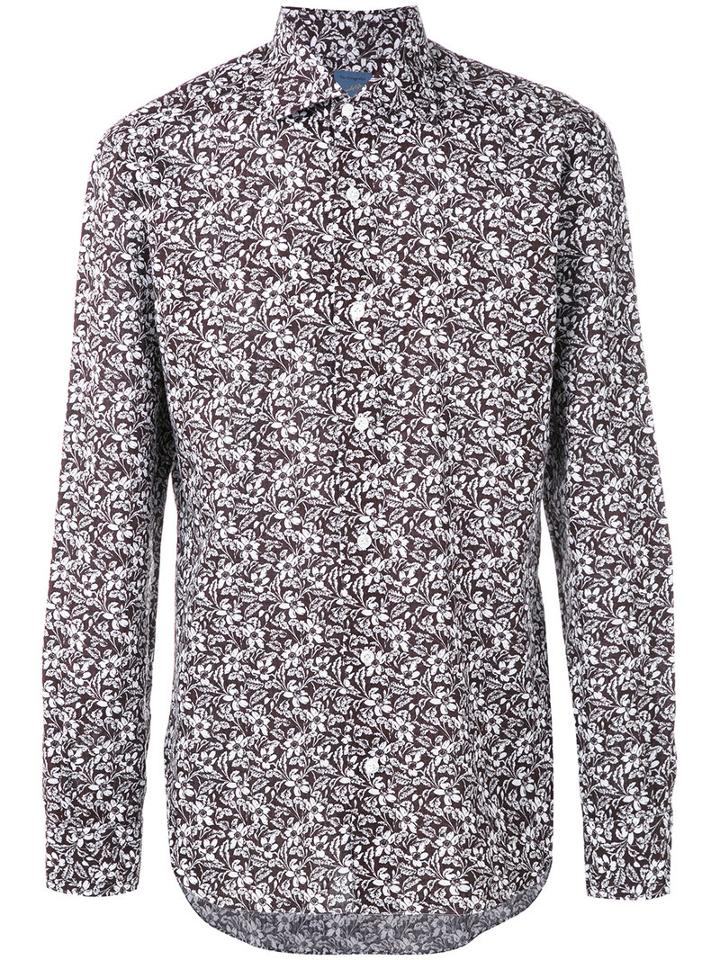 Barba - Floral Print Shirt - Men - Cotton/linen/flax - 43, Brown, Cotton/linen/flax