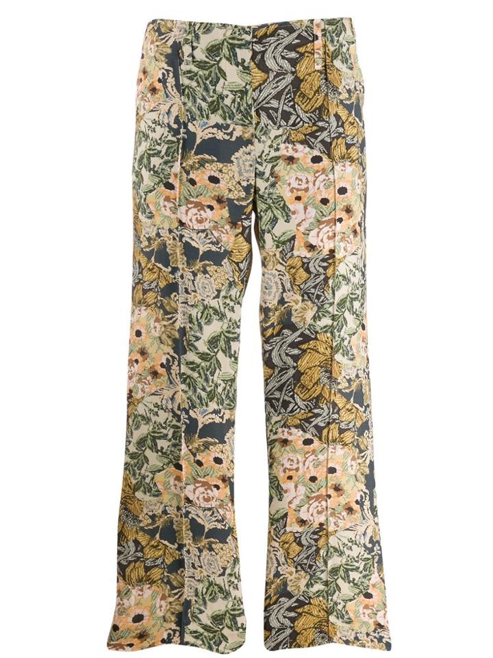 Rokh Cross-stitch Effect Flared Trousers - Neutrals