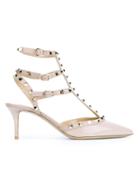 Valentino Rockstud Pumps, Women's, Size: 39.5, Nude/neutrals, Goat Skin