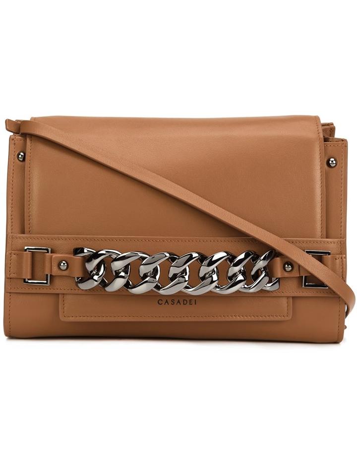 Casadei Chain Detail Shoulder Bag, Women's, Brown