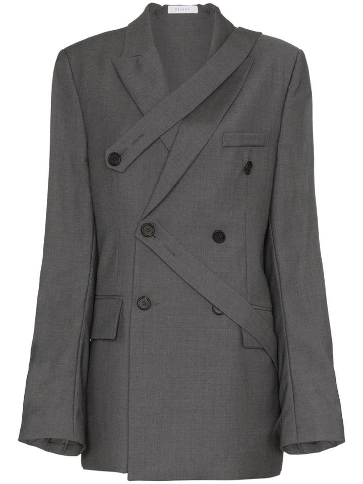 Delada Double-breasted Blazer - Grey