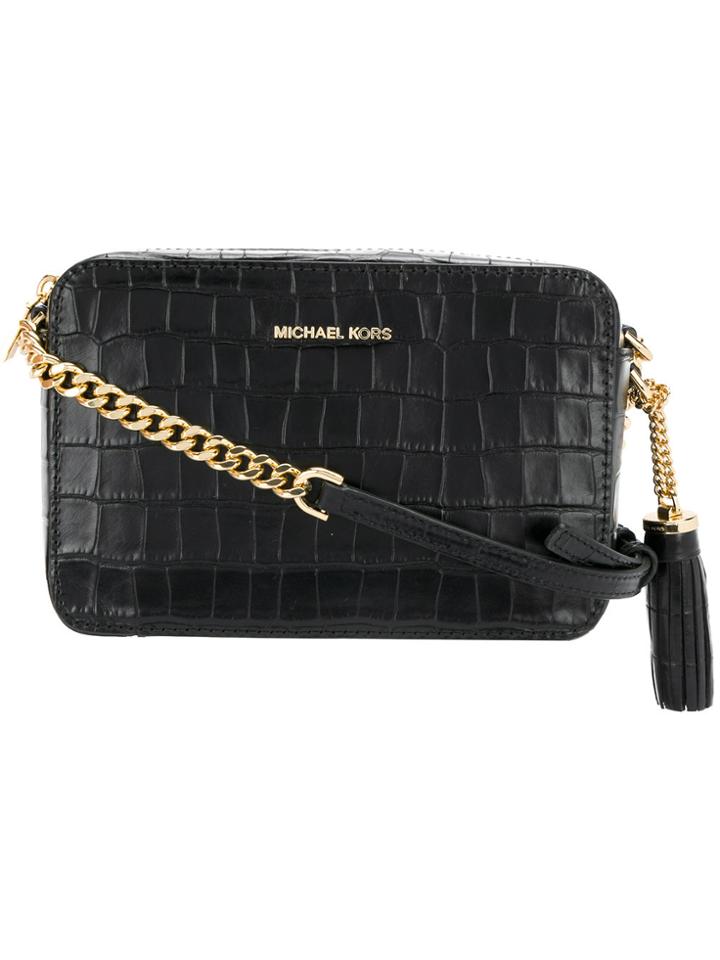 Michael Michael Kors Ginny Embossed Crossbody Bag - Black