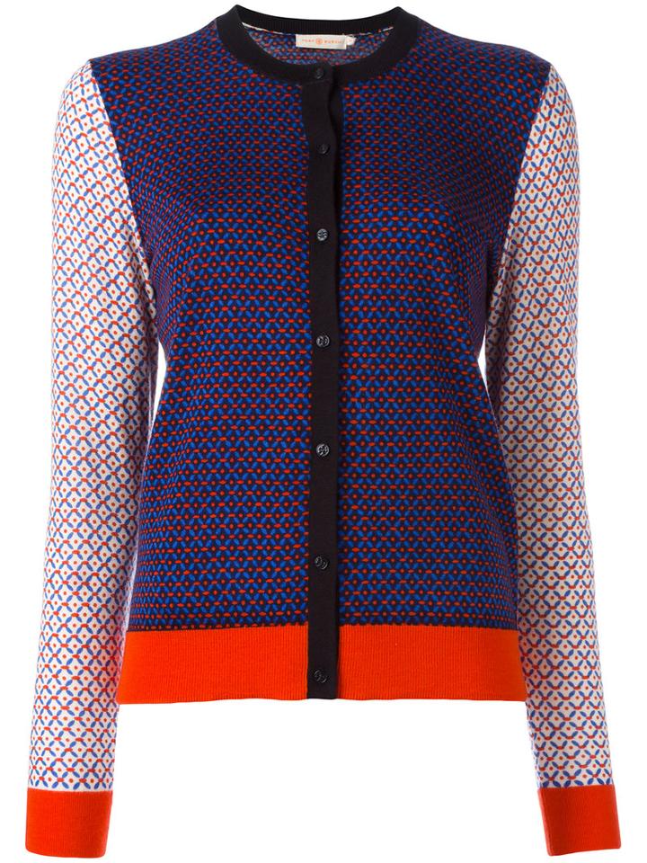 Tory Burch Geometric Pattern Cardigan, Women's, Size: Large, Merino