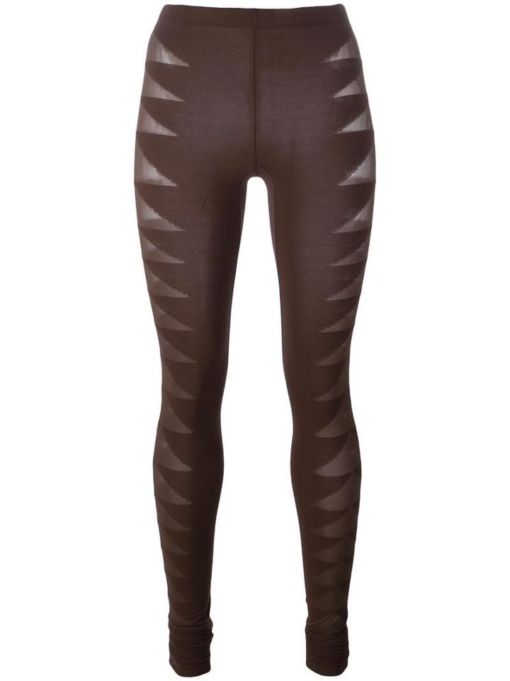 Rick Owens Lilies Sheer Detail Leggings, Women's, Size: 40, Brown, Polyamide/spandex/elastane/viscose