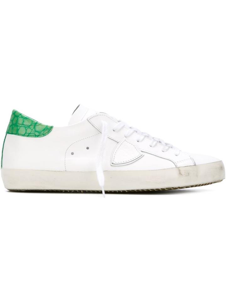 Philippe Model Logo Patch Sneakers, Men's, Size: 44, White, Cotton/leather/rubber