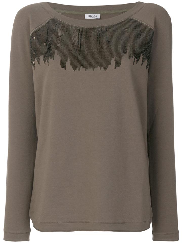 Liu Jo Sequin Detail Sweatshirt - Brown