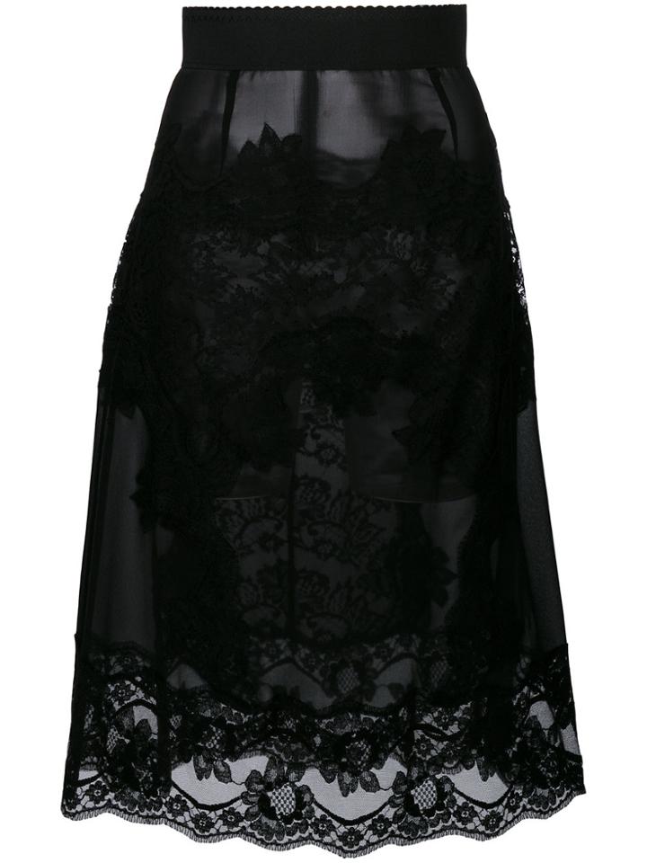 Dolce & Gabbana Lace Panel Skirt - Black