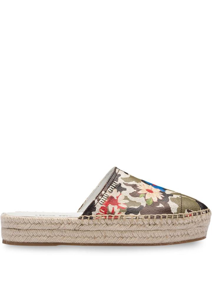 Miu Miu Craclè Leather Mules - Green