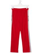 Msgm Kids Teen Side-striped Track Pants - Red
