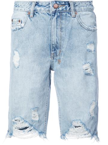 Ksubi Frayed Denim Shorts - Blue