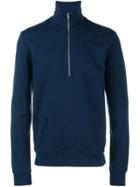 Maison Margiela Half Zip Sweatshirt, Men's, Size: 46, Blue, Cotton/leather