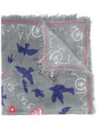 Alexander Mcqueen London Doodle Scarf, Men's, Grey, Silk/modal