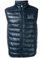 Ea7 Emporio Armani - Logo Print Padded Gilet - Men - Polyamide/duck Feathers - M, Blue, Polyamide/duck Feathers