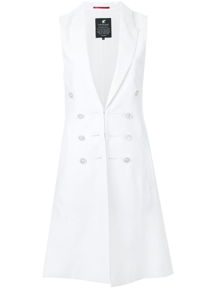 Loveless Long Tailored Waistcoat, Women's, Size: 36, White, Cotton/linen/flax/cupro